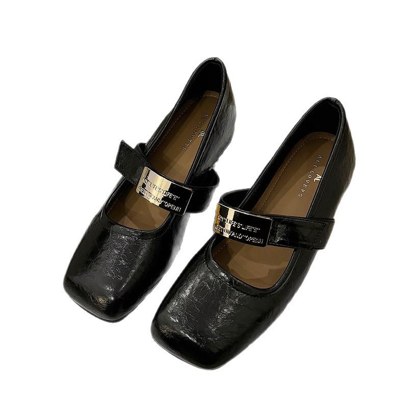 2025 French gentle wind evening shoes with inner height increase soft leather grandma shoes versatile commuter wedge heel single shoes