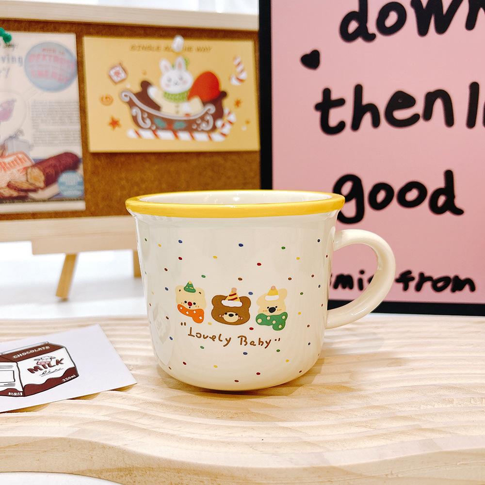 

Инс мультяшная милая керамическая кружка с цветным принтом в горошек, щенок сиба-ину, плюшевый мишка 301-400ml