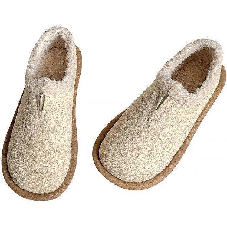 Soft-soled Doudou shoes women's 2025 winter new non-slip snow boots fleece warm loafers flat-soled thickened cotton shoes