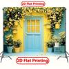 2D Floral House Door Backdrop Photography Background Banner