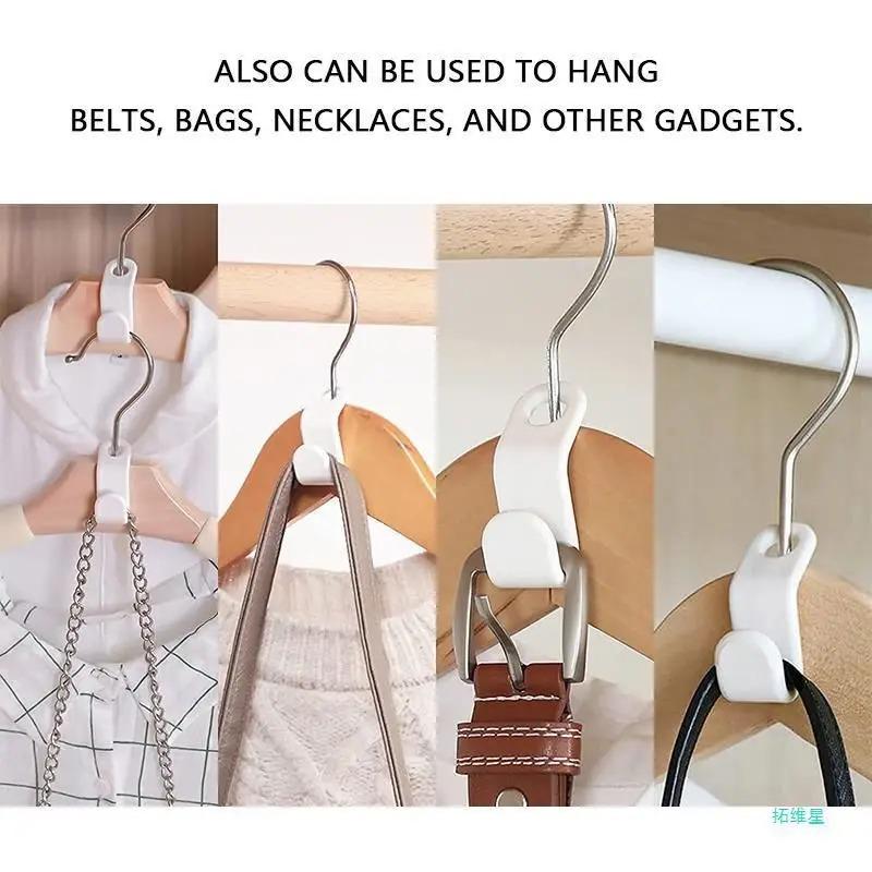 60Pcs Clothes Hanger Connector Hooks Space Saving Hanger Extender Closet Organizer Plastic Extender Clips Wardrobe Coat Shirt