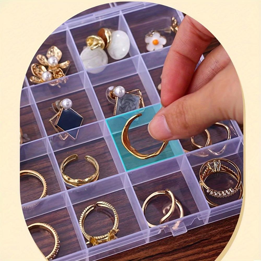 28-Compartment Plastic Jewelry Organizer Box, Transparent Storage for Earrings, Rings, Beads, Ideal for Travel, Jewelry Boxes