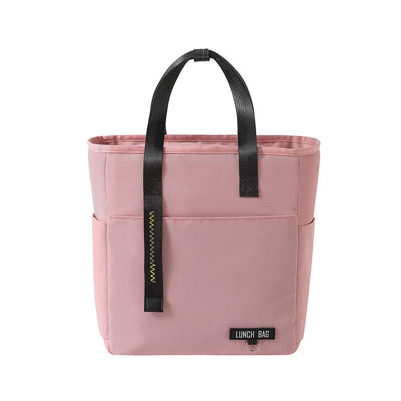 

Simple Portable Insulated Bento Box Lunch Bag Thermal Bag Large Capacity Food Zipper Storage Bags Cooler Ice Pack Travel Picnic Bag Handbags S 23*22*14CM розовый