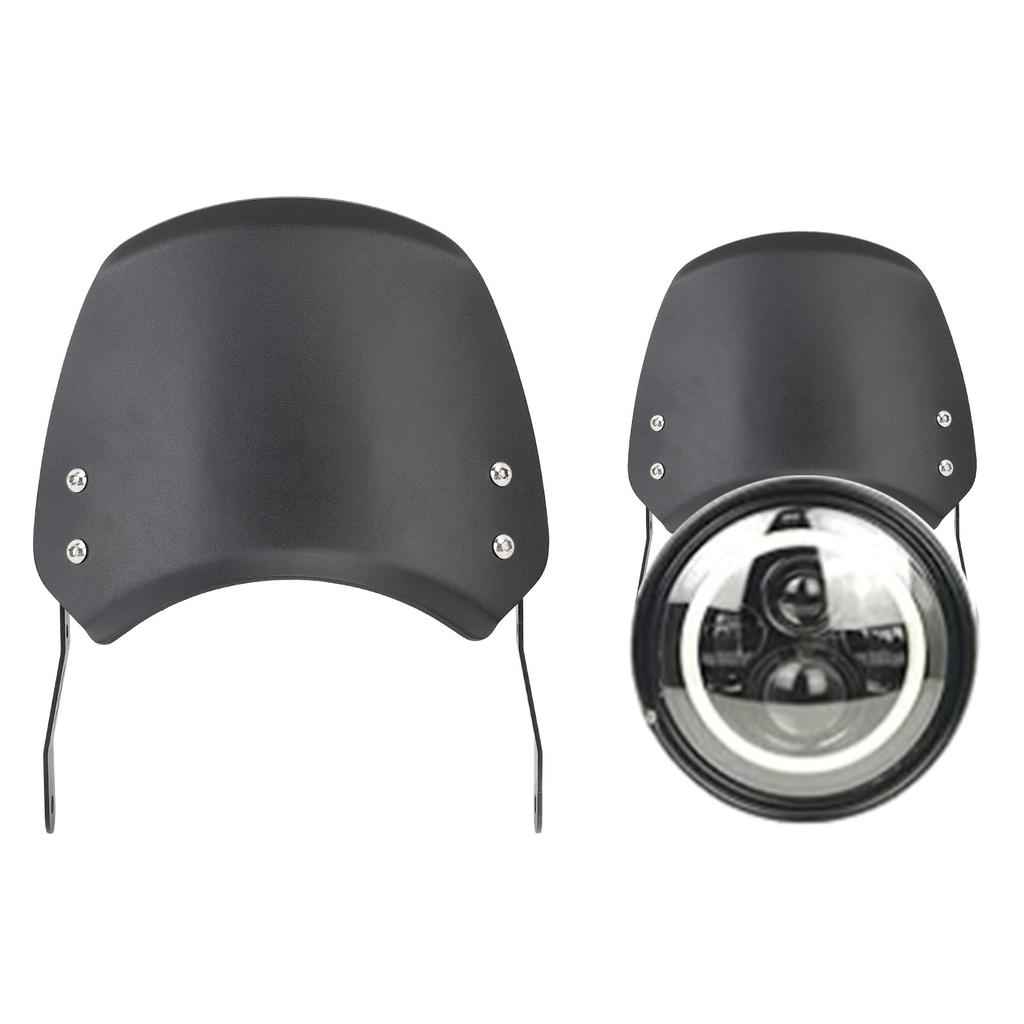 Motorcycle Aluminum Front Wind Deflector with Mount for 6.5in to 9.45in Round Headlights