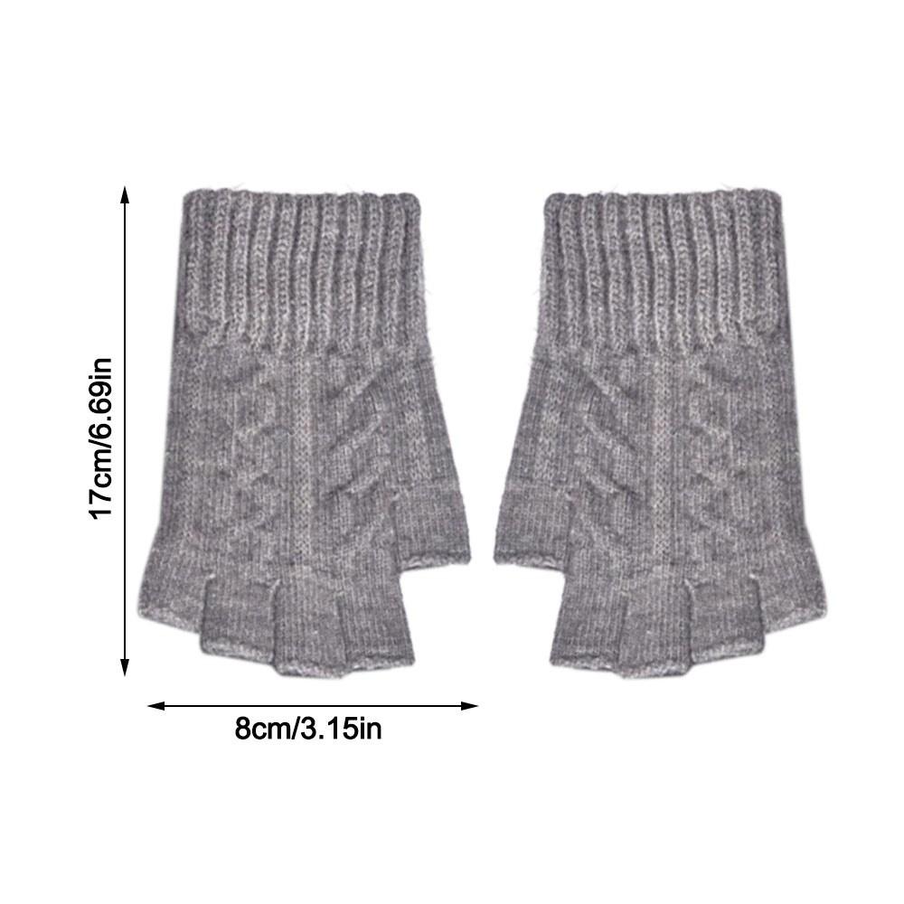 Fashion Solid Color Winter Gloves Exposed Finger Thick Half Finger Gloves Hand Protector Warm Mittens Outdoor