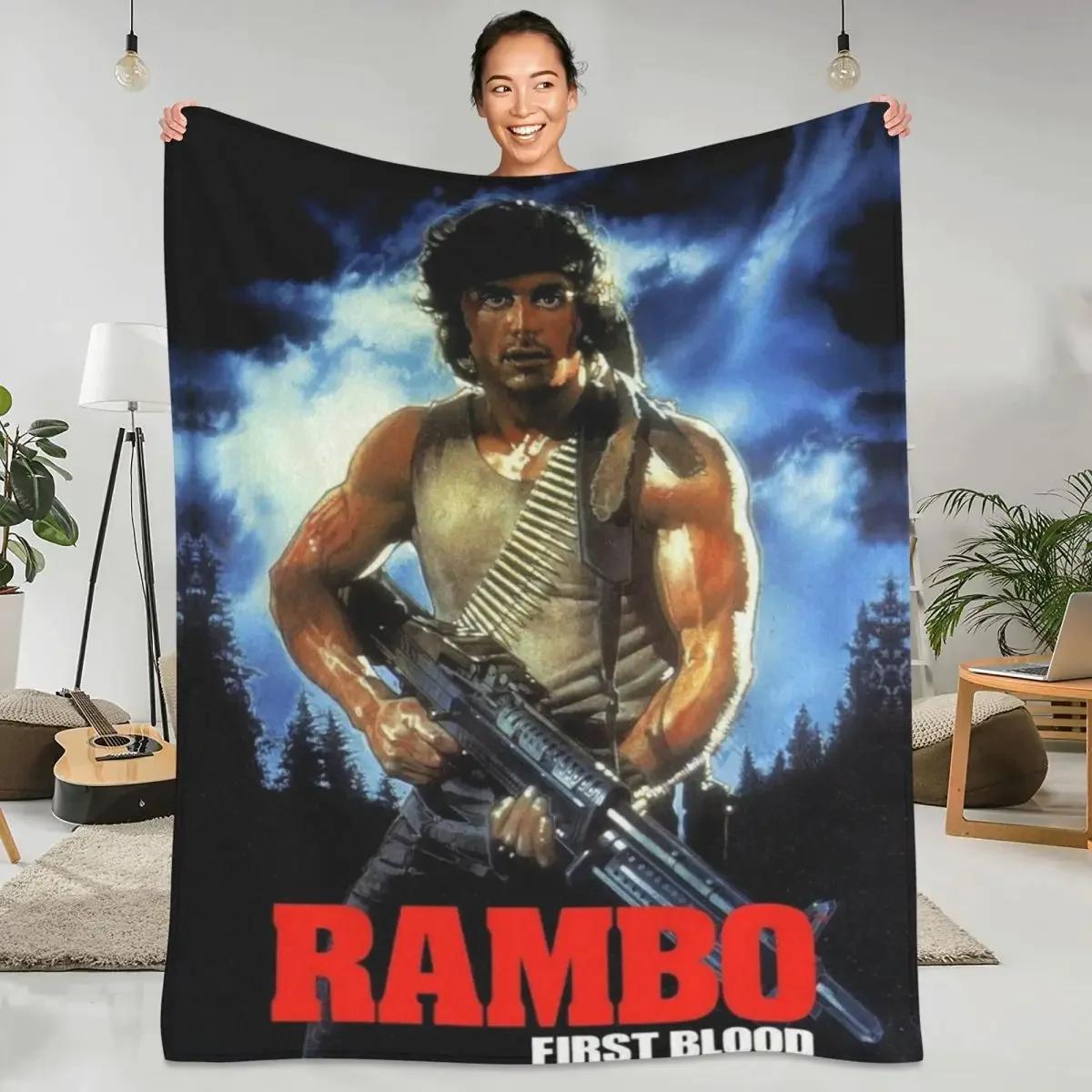Rambo First Blood Flannel Blanket Soft Warm Movie Pattern Throw for Couch Chair Sofa Bed Bedspread 40x50in