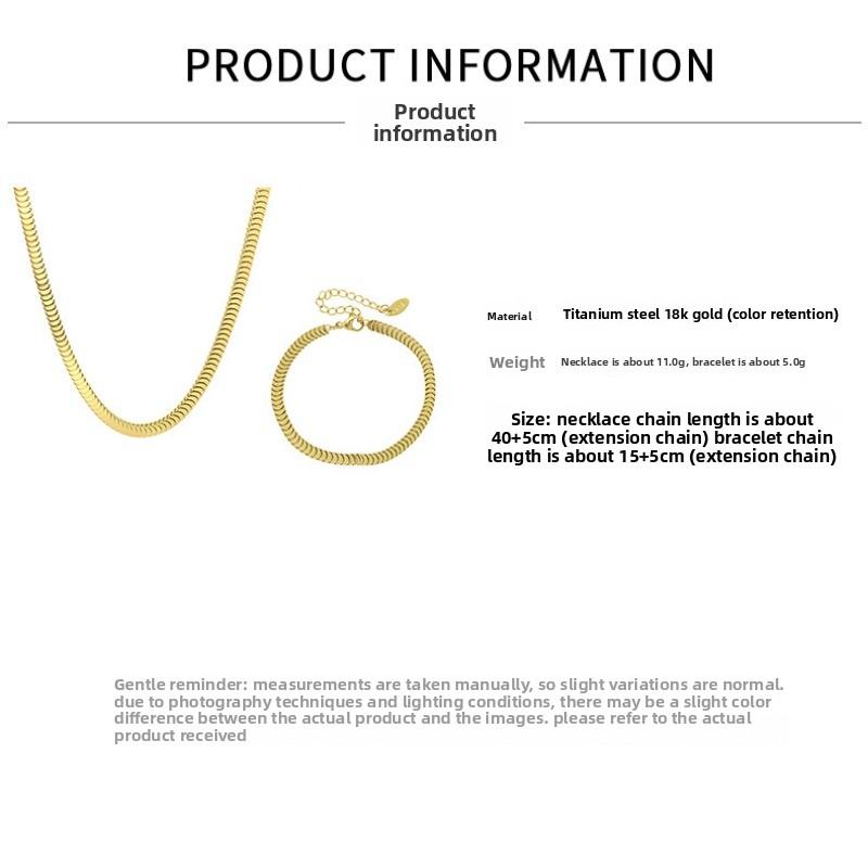 Necklace Accessories Titanium Steel Plated 18k Gold Stacked Chain Necklace Bracelet Set for Women