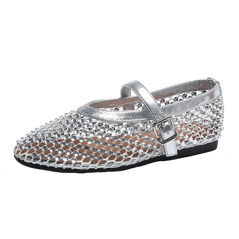Fashion New 2024 Designer Sandals Water Diamond Rivet Shoe Women Flats Sandals Comfortable Lightweight Sandals Women Zapatos De Mujer