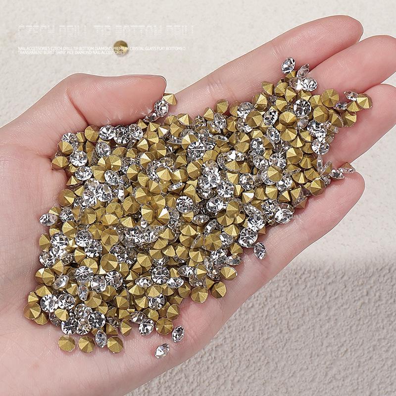 Pointed Bottom Czech Rhinestones for Nail Art - Glass Transparent Accents for Nail Decorations