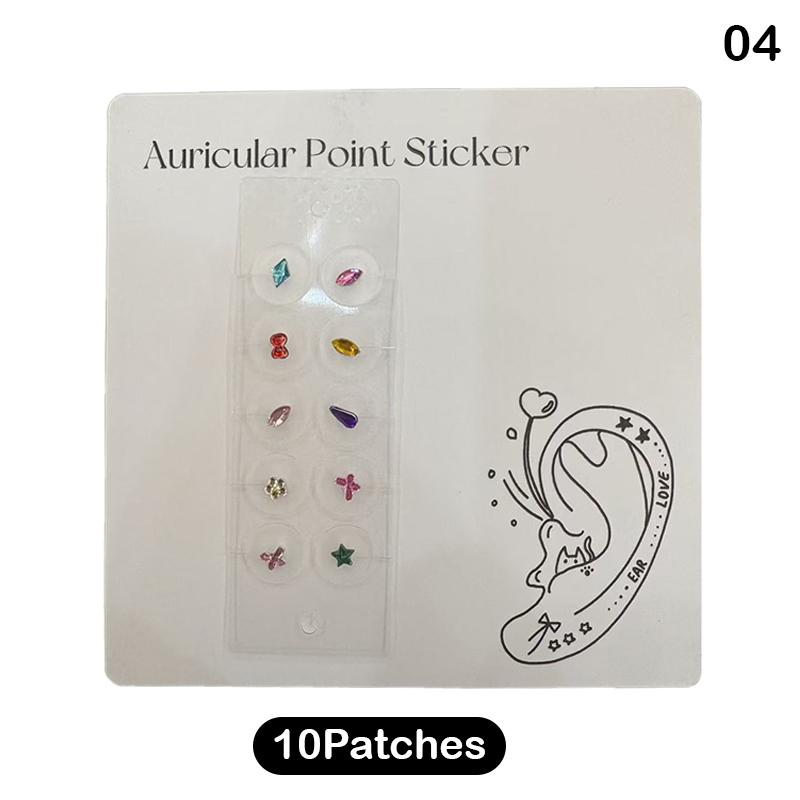 10 Patchs  Colorés  Perles Autocollants Points d'Oreille Bâtonnets de Pression Auriculaire Acupuncture Autocollants Auriculaires Massage