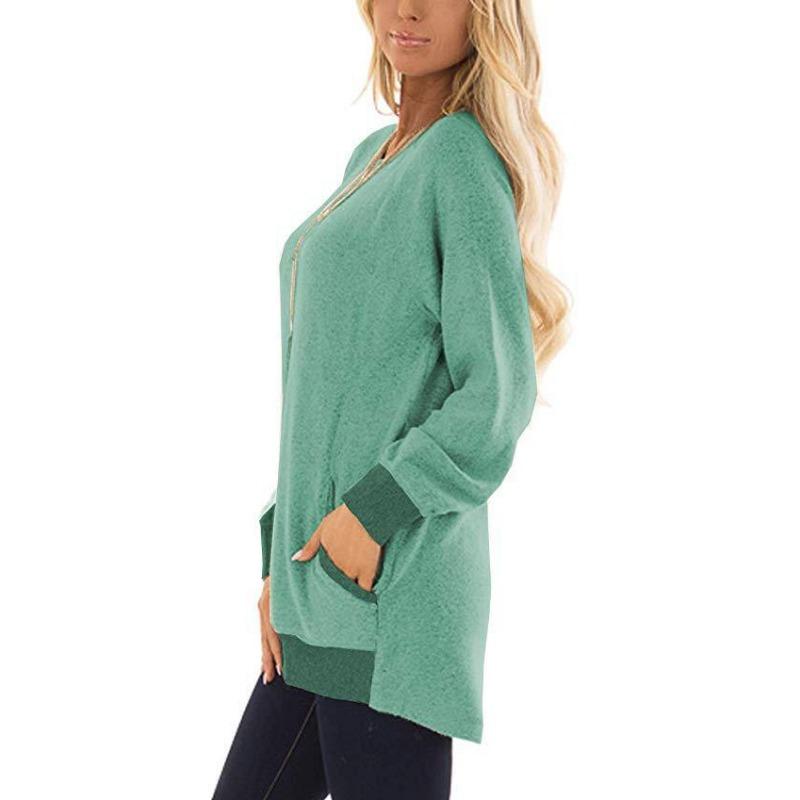 YYFS Women's Fashion Casual Spring Fall Colour Block Print Long Sleeve O-Neck Blouses & Shirts