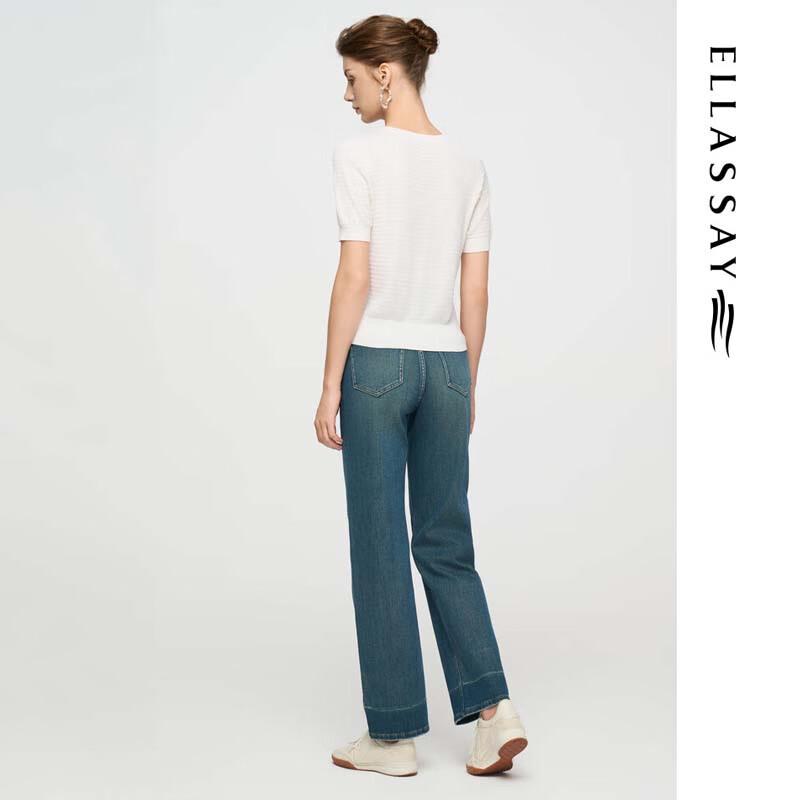 ELLASSAY Women's High-Waist Straight Jeans