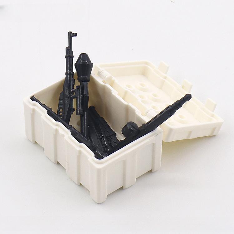 Military Accessories Can Be Put Dolls Assembled Clamshell Weapon Box Six-Color Optional Parts Toy Building Block