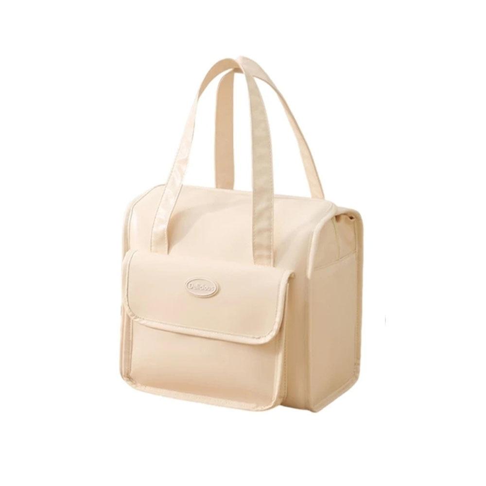 

PEVA Lining Insulated Lunch Bag Waterproof Food Tote Bag Portable Lunch Organizer Office Worker бежевый