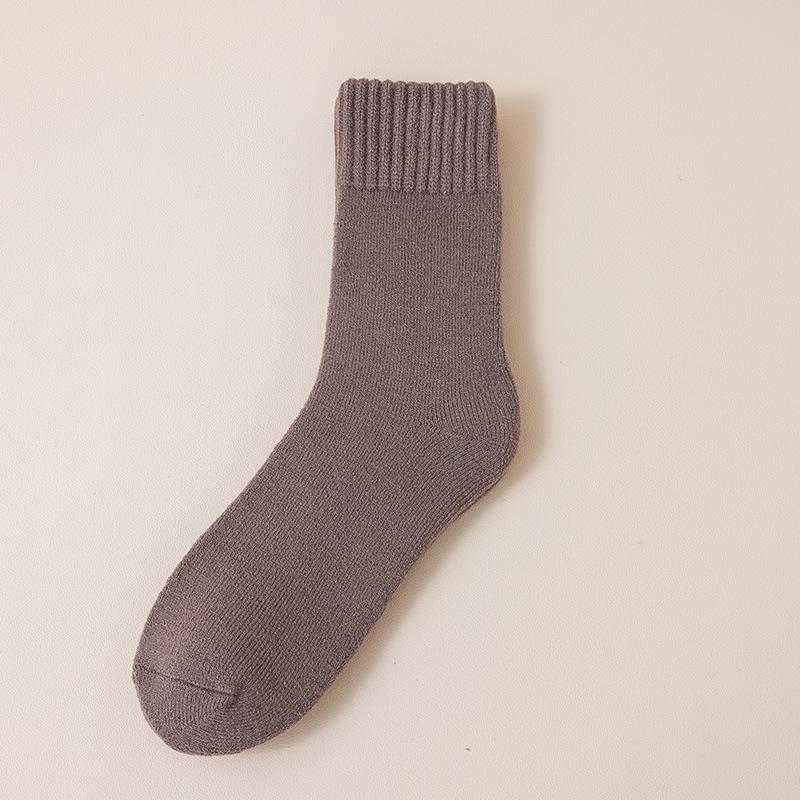 Super Thick Wool Socks, Men's Winter Mid-calf Socks with Fleece, Thickened Warm Cotton Socks, Cold-resistant Fleece Autumn and Winter Long Socks