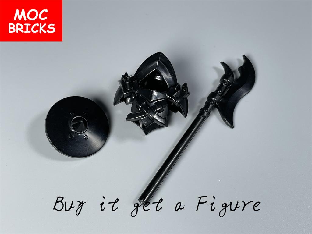 Einzelner MOC Baustein Schwarzer Goldener Rüstungswarrior Mittelalterliche Ritter Rom Waffe Actionfigur Pädagogischer Baustein Geschenke