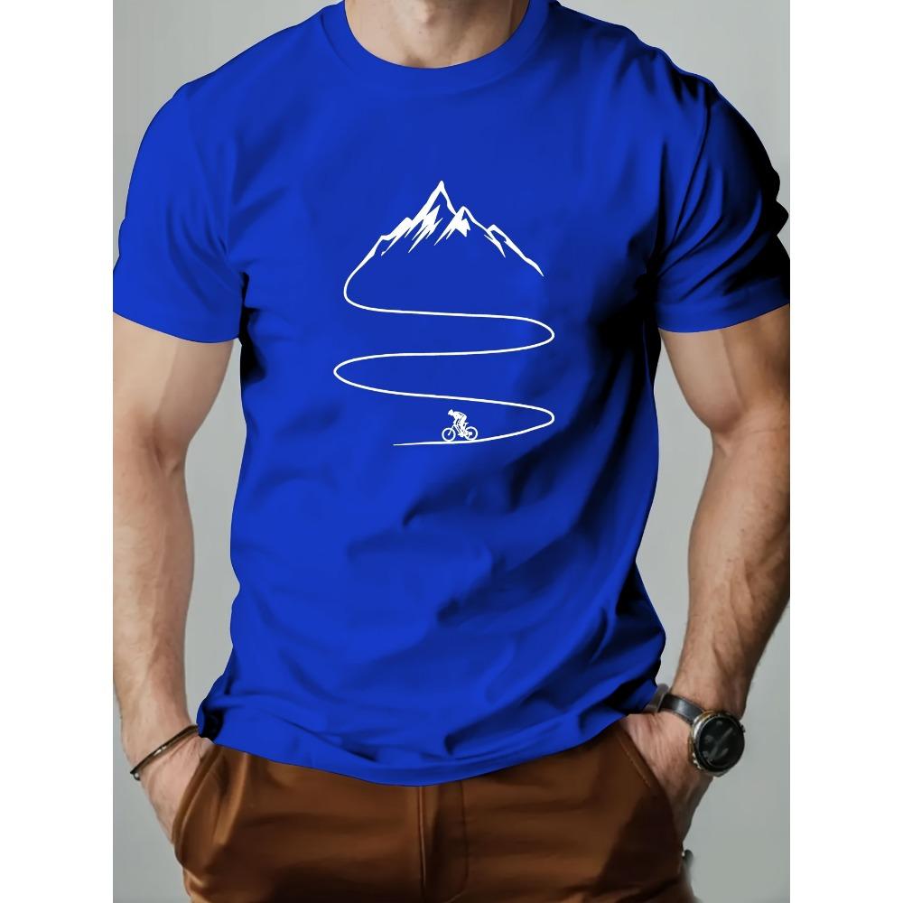 Fashionable Bicycle Hiking Pattern Printed Casual Top