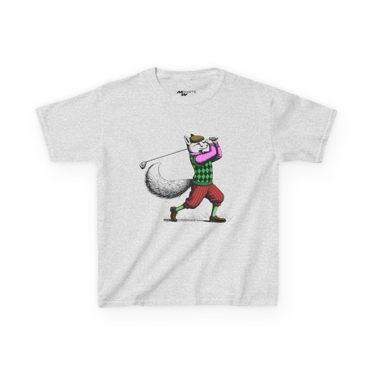 Whimsical Fox Golfing Kids Tee: Fun Animal Shirt 2XL
