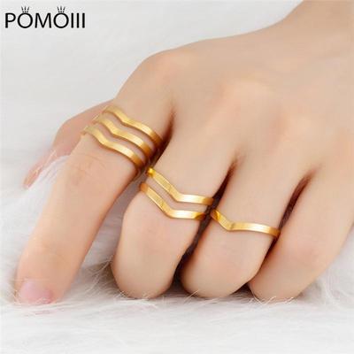 Gold Silber Farbe Neue Mode Edelstahl Geometrische Glatte Wellen Ring Open Finger Ring Für Frauen Schmuck Trend Ringe