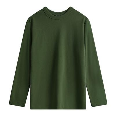 300G Amerikanischer Retro Reiner Baumwolle Militärgrün Rundhals Herren und Damen Langarm T-Shirt Basisshirt