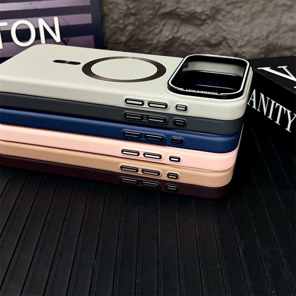 Solid Color Matte Magnetic Wireless Charging Case For Magsafe For iPhone 17 Air 16 Pro Max Plus Ultra Thin Hard PC Cover