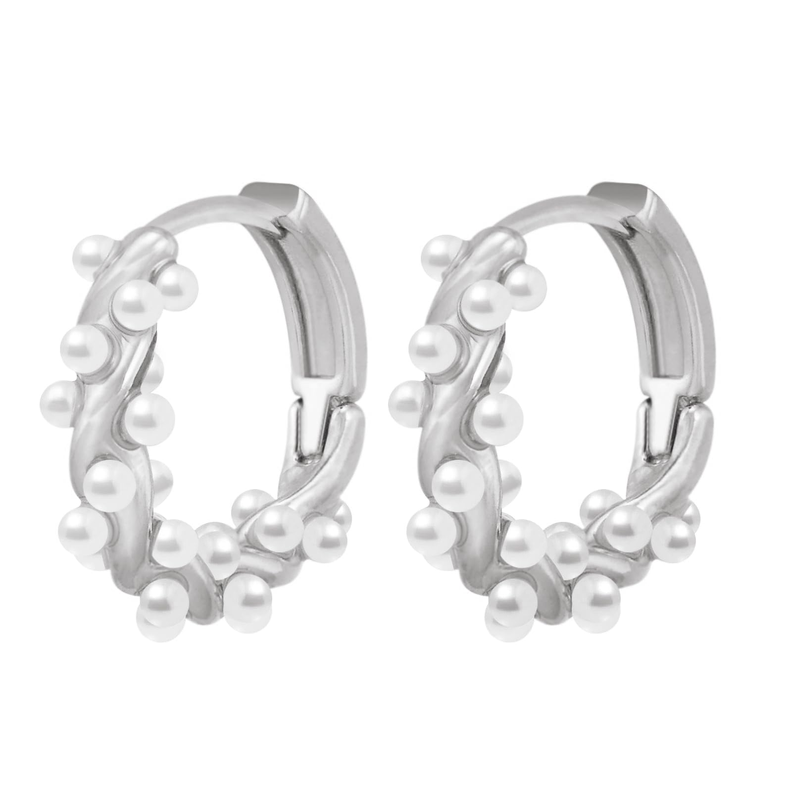 

Gold pearl hoop earrings gold plated sterling silver