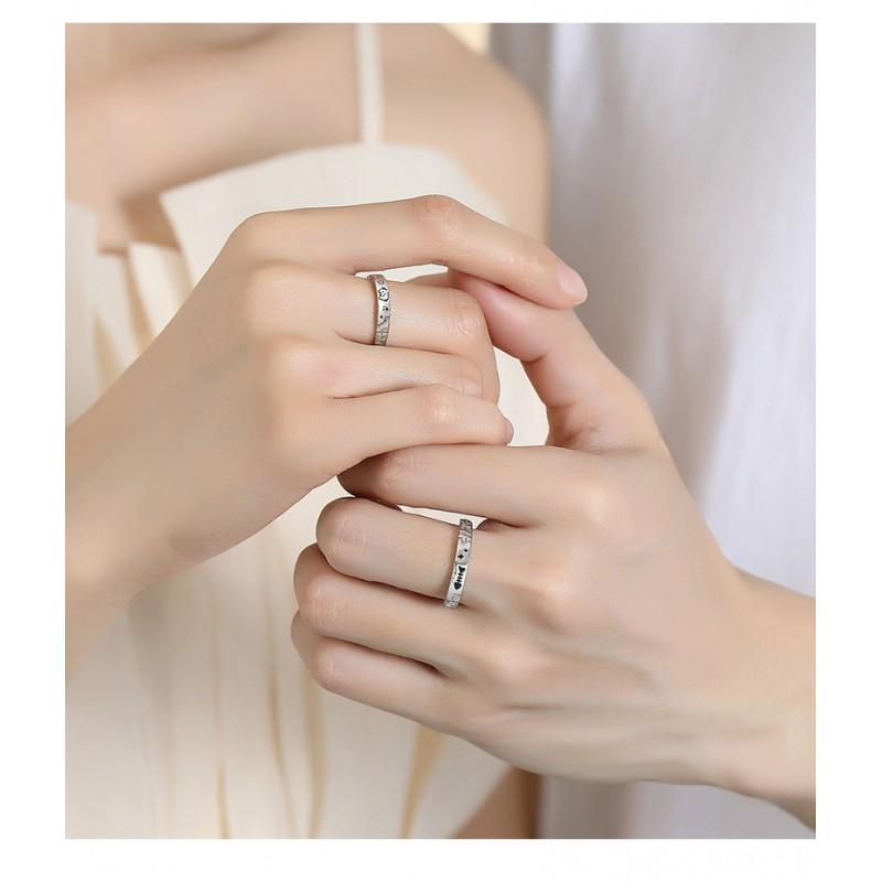 TICIA Original Cat Fish Love Couple Rings Hammered Open Band Men Women