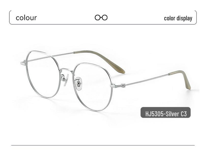 Korean Style Large Frame Glasses for Women: Slimming Oval Silver Frame Eyewear for Round or Square Faces, Model 5305