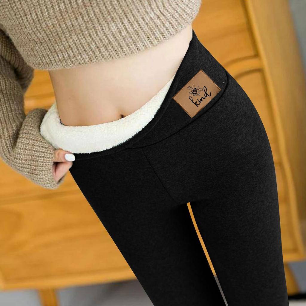 Women's Color Plus Velvet Warm Elastic Leggings High Waist Cotton Pants