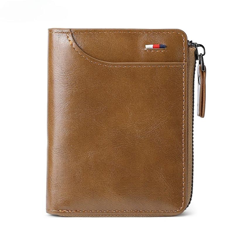 Mens Wallet Leather Business Money Clip Card Holder Zipper Purse Luxury Wallets for Men RFID Protection Purses Carteira Masculina
