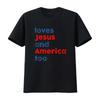 Vintage Patriotic Loves Jesus And America Slogan Print Casual T Shirt Vintage Washed Comfortable Fashion Breathable