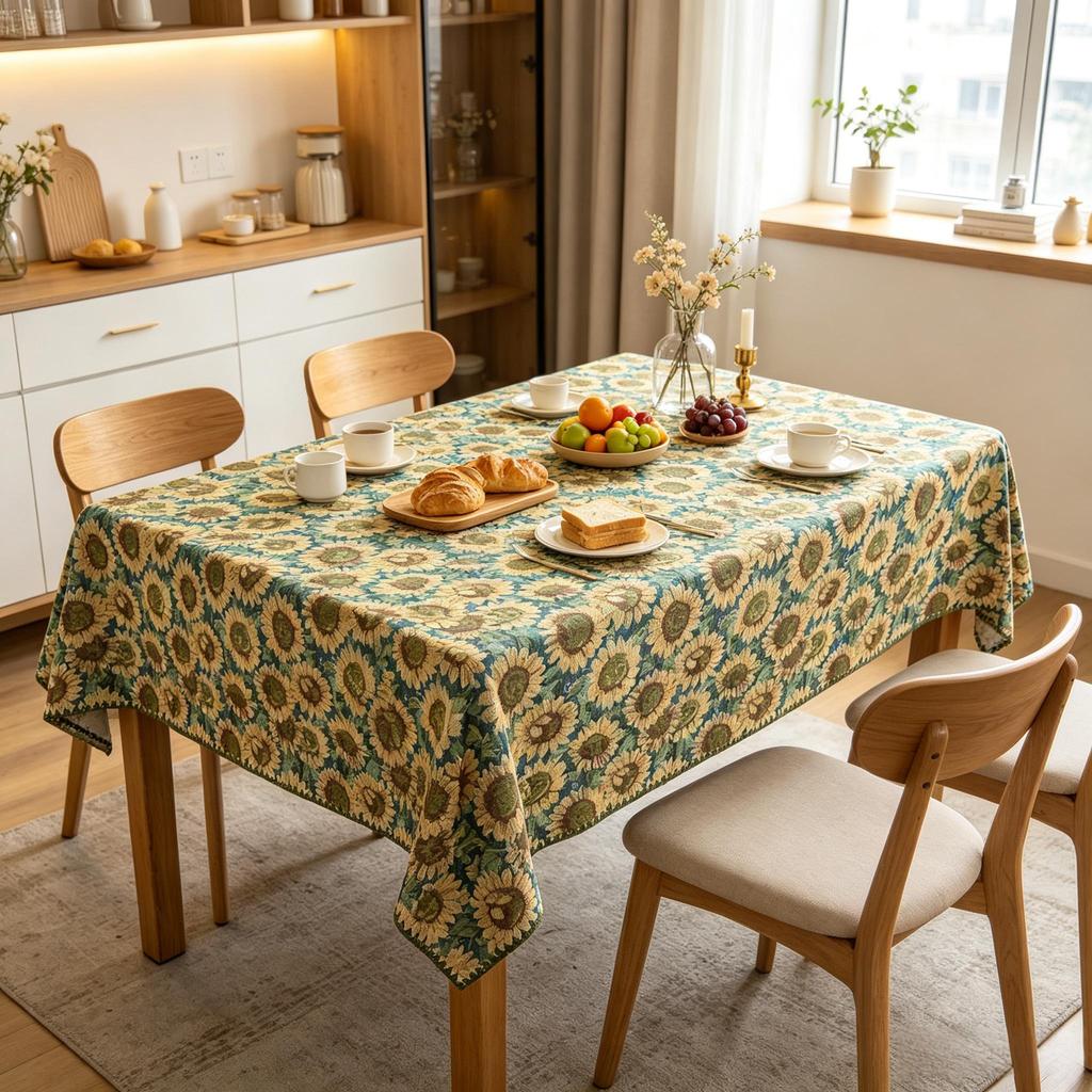Toalha de Mesa Retangular Macia de Algodão e Linho Lavável Durável para Uso em Cozinha, Sala de Jantar, Festa