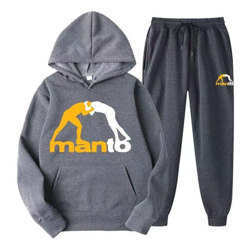 Mens Fleece Hoodie Tracksuit Long Sleeve Athletic Casual BJJ Training Set S-XXXL