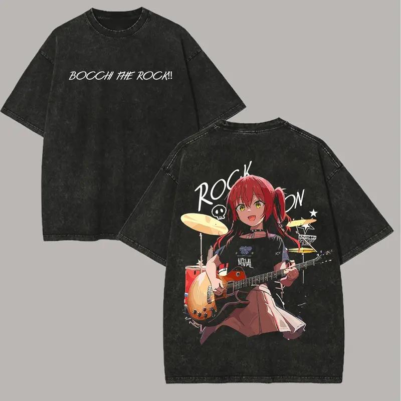 

Kita Ikuyo BOCCHI THE ROCK! Anime Clothing Men Women Oversized T-shirts Vintage Washed T Shirt Casual Cotton Tee Harajuku Tshirt XXL чёрный