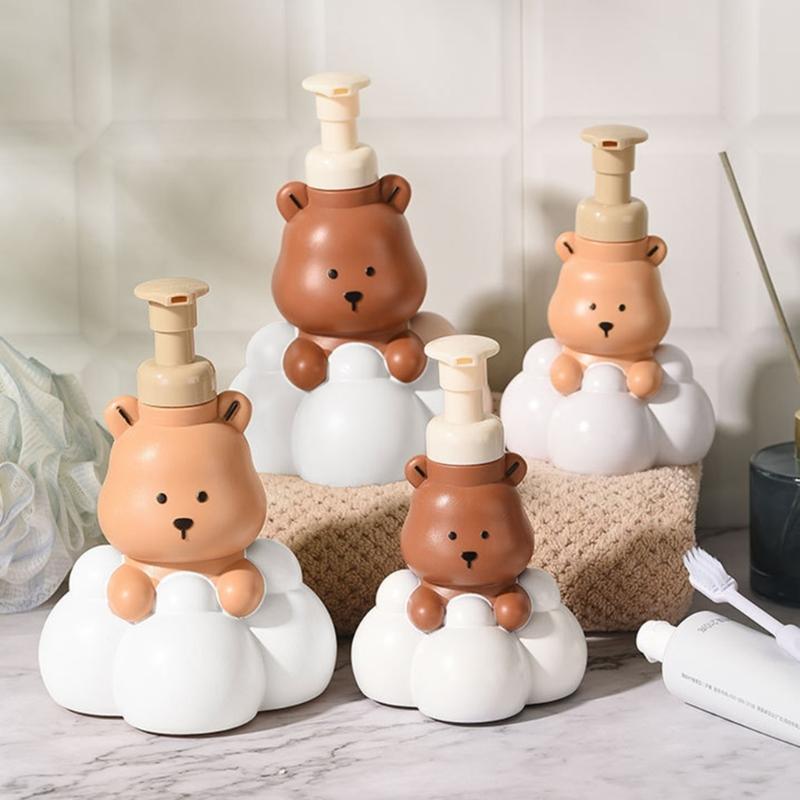 Cartoon Bear Shape Foam Soap Dispenser Foam Dispenser for Bathroom Refillable Hand Sanitizers and Shampoo Pump Bottle