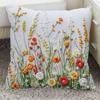 Funda de almohada de floración rica con adorno de flor tridimensional Funda de almohada Decoración de sofá para el hogar Funda de cojín Almohada de mesita de noche