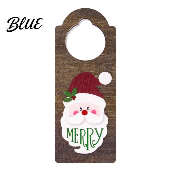 Indoor Holiday Door Ornament Wooden Christmas Hanger, Santa Claus Snowman Stocking Patterns Winter Party Sign Knob for Home Party, Festive Decorations