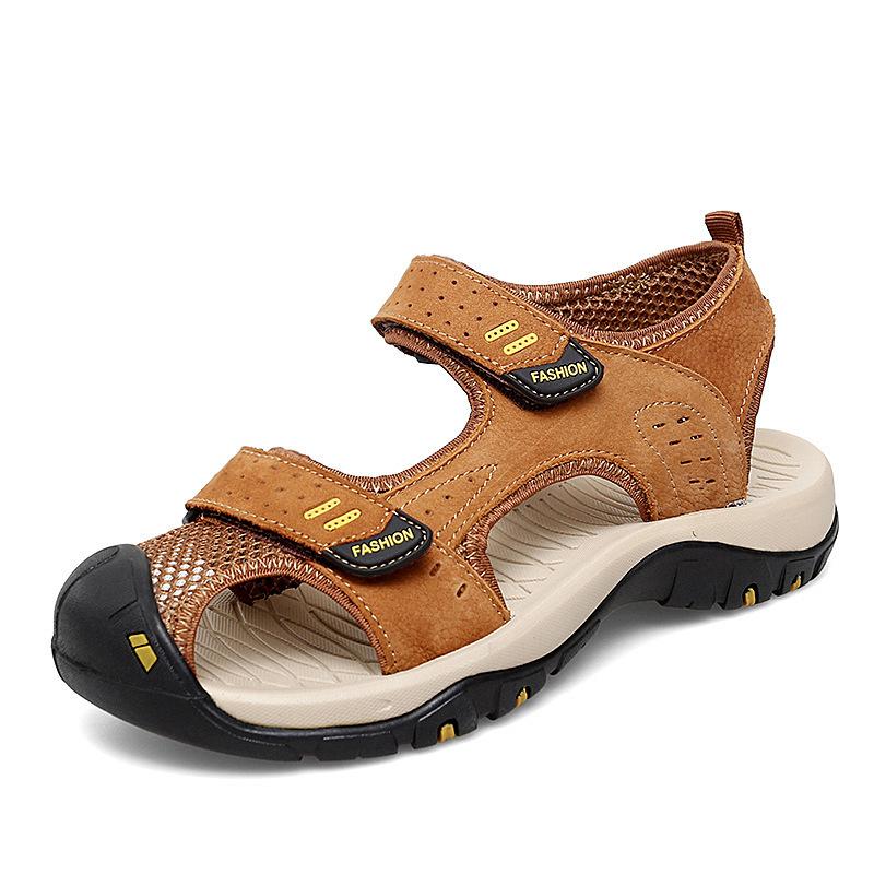

Sandals men s summer beach shoes outer bag head sandals non-slip hole shoes 47 світло-коричневого кольору