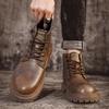 Black Genuine Leather Men's Boots Four Season Fashion New Casual High Top Boots Casual Anti Slip Thick Sole Height Increasing