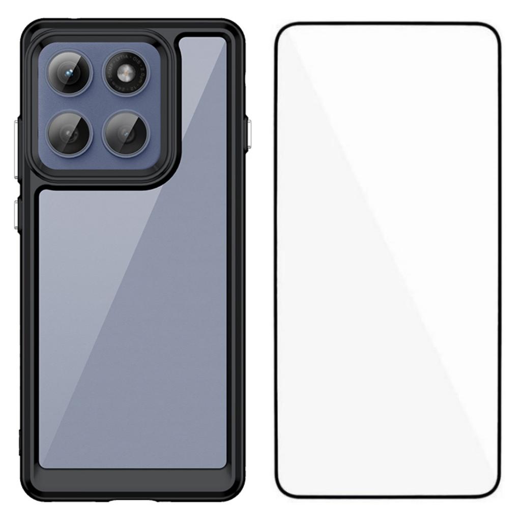 For Motorola Edge 60 Pro 5G Telefondeksel WANLONFENG XC-serien TPU Akryl-deksel med Herdet Glass (Stort linsehull)