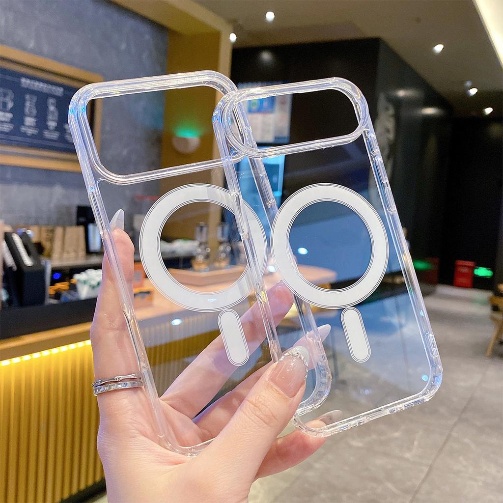 New for IPhone 17 Transparent 2-in-1 Mobile Phone Case Magnetic Suction Stand for IPhone 17promax Magnetic Suction Case Transparent