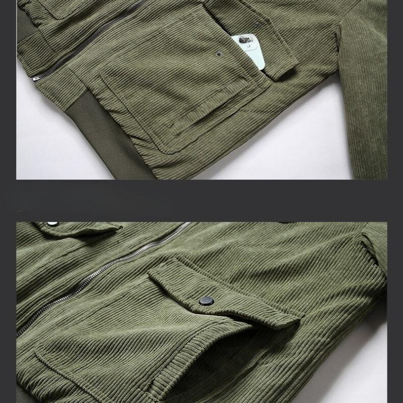 Autumn/Winter Men's Corduroy Lambskin Jacket, Loose, Thickened, Casual Lapel Men's Coat