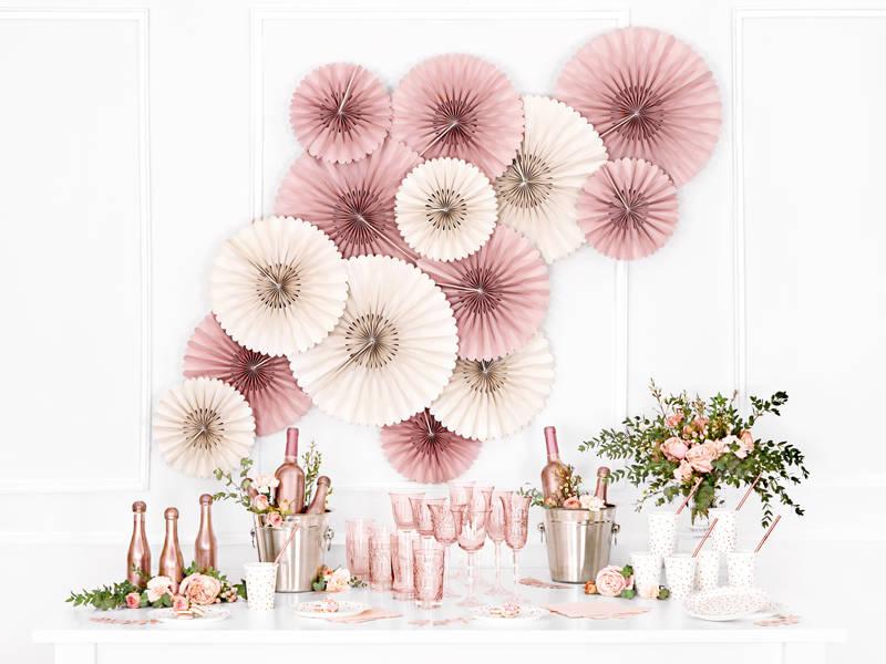 Dotted Paper Plates, White, Rose Gold, 18cm, 6 Pcs