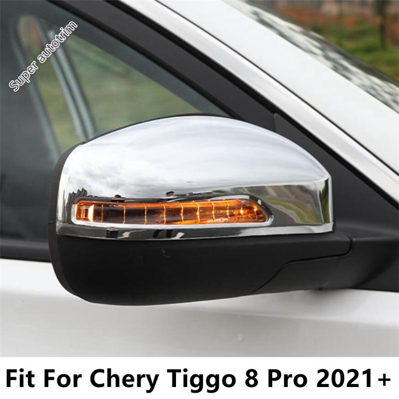 2PCS Car Rearview Mirror Cap Shell Decoration Cover Trim For Chery Tiggo 8 Pro ABS Chrome Exterior Accessories