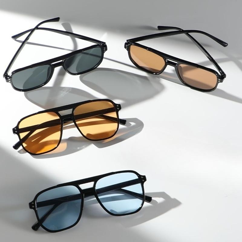 4pcs Fashion Retro Square Fashion Glasses for Men and Women Classic Lens Fashion Retro Design