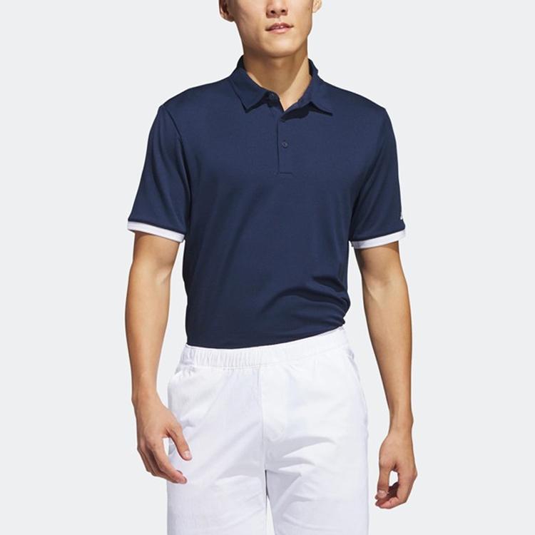 Adidas Logo Short Sleeve Polo Shirt Men tops Navy-Blue HS1134
