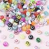 205pcs 7mm DIY smiling face bead loose beads acrylic random patterns and colors for accessories, for making bracelets, necklaces