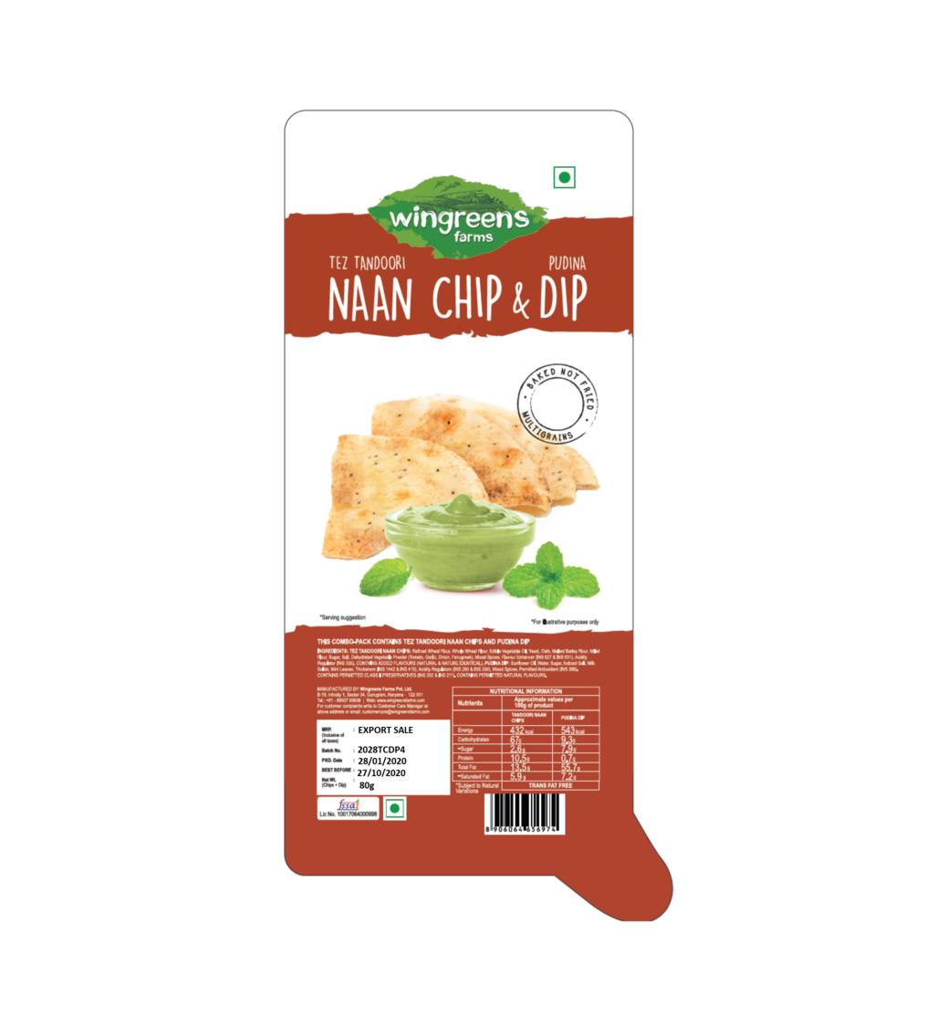

Чипсы Тез Тандури с Мятным соусом (80 г), Tez Tandoori Naan Chips With Pudina Dip, Wingreens Farms