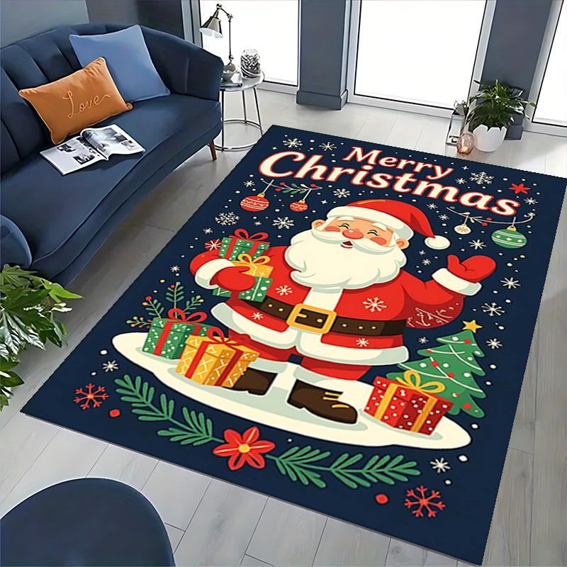 Christmas Santa Claus Chair Mat - Anime Cartoon Design, Non-Slip Carpet for Office, Home Decor, Living Room, Bedroom, Gaming Room & Dormitory.R030