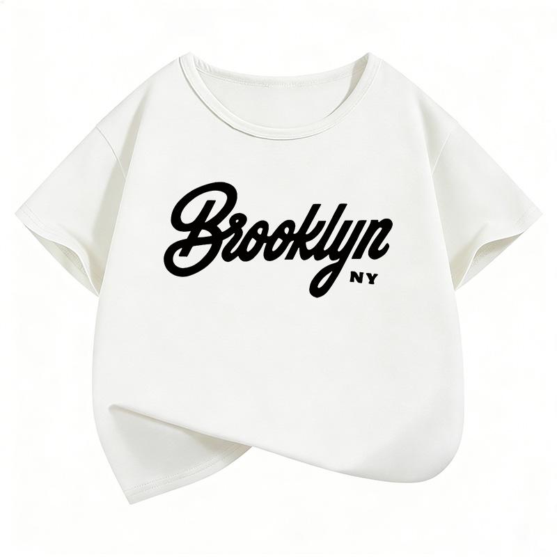 Детская футболка с коротким рукавом Brooklyn Модная футболка Детская футболка Мальчики Девочки Летний Весенний Повседневный Топ Футболка 110